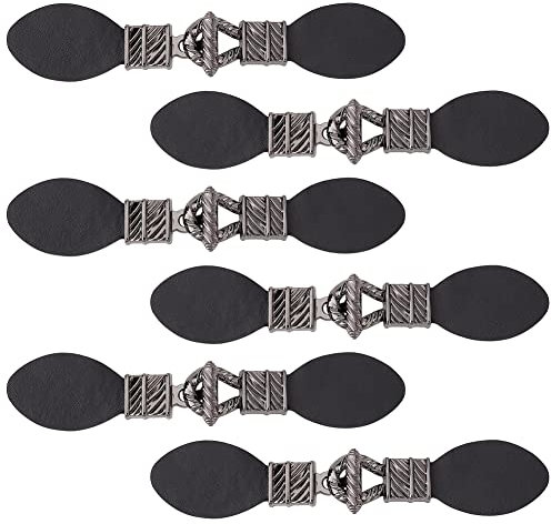 FINGERINSPIRE 6 Paar Strickjacken Clip Halter Nähen Schnallen Leder Clip Schnalle Poncho Verschluss Pin mit Knoten Schnalle PU Leder Snap Toggle für Poncho Cape Strickjacke Wrap Schal Schal Zubehör