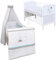 Baby Delux Babybett Komplett Set Kinderbett umbaubar zum Juniorbett weiß 140x70 Felix Bettwäsche mehrteilig (Happy Clouds)