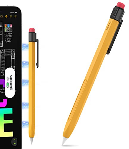 TRONWIN Apple Pencil Pro Case for 2nd Gen Apple Pencil - Silicone Cover with Sturdy Clip - Compatible with iPad Pro (Yellow)