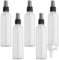 PQPAUTY 5 Piezas Pequeño 250ml Botella de Spray Plástico PET Vacías Transparentes con Bomba en Spray Negro, Niebla Atomizador para Perfume Viaje Artículos de Agua Cosmético,1 Pieza Embudo