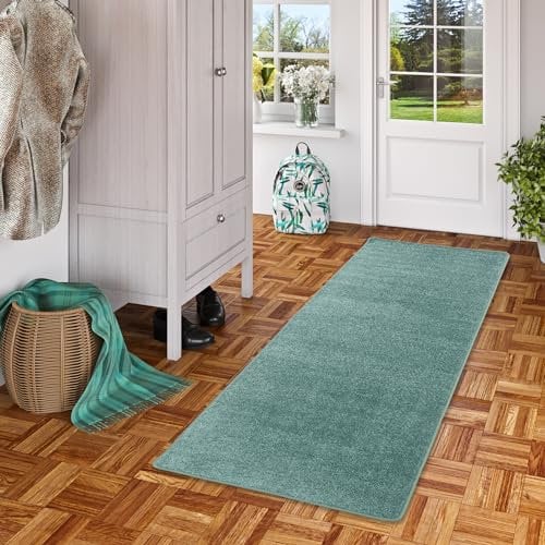 Snapstyle Hochflor Velours Teppich Läufer Einfarbig Weich Luna Mintgrün in 9 Größen