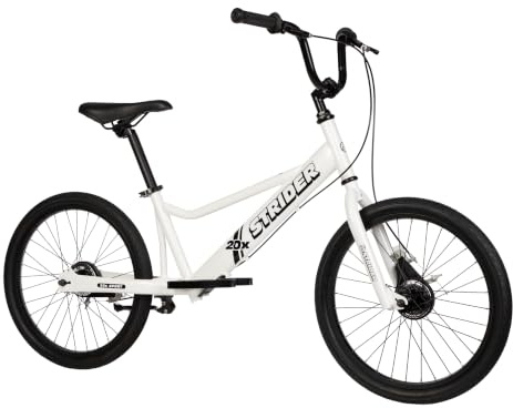 Strider 20x Laufrad - Für Alter 8+ - Umwandelbar in Fahrrad, Verstellbare Sitzhöhe - Auch für Erwachsene und Kinder mit Behinderung geeignet - Stabil, Komfortabel - Mit Bremse und Ständer - Weiß