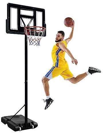 LZQ Basketballkorb Outdoor mit Ständer Rollen Basketballständer Basketball Hoop, Verstellbare Korbhöhe von 230-305 cm, Inkl. Basketball Pumpe, Basketballanlage für Erwachsene Kinder