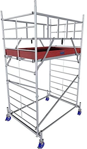 Krause 945112 FahrGerüst Aluminium Rollgerüst fahrbar Arbeitshöhe (max.): 4.30m Silber 113.10kg