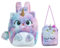 Balakaka 2Pcs Unicorn Cat Backpack Purse Set Plüsch Rucksack Mini Umhängetasche Niedlich Geldbörse Schultasche,Kawaii Kindergartentasche Geburtstag Freund Kindergartenrucksack für 3-8 Jährige