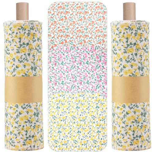 Ireer 48 toallas de papel reutilizables sin papel, rollo de toallas suecas, lavables, 10 x 10 pulgadas, paño de algodón lavable para servilletas de cocina (flor brillante)