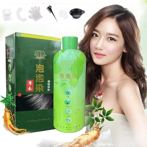 Brimless Shampoo - Brimless Hair Color Shampoo, Brimless Herbal Bubble Hair Dye Shampoo, Pure Plant Extract for Grey Hair Shampoo, Shampoo Brimless for Women Men (Black-brown)