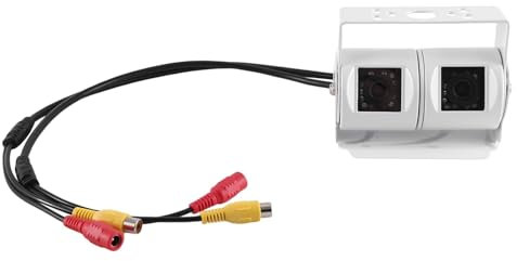 Rückfahrkamera RCA Auto Dual Lens Weiß Rückfahrkamera RV Backup Kamera Twin Einstellbare Winkel Objektiv Rückansicht CCD Kamera Für LKW Bus Rückfahrkamera Auto