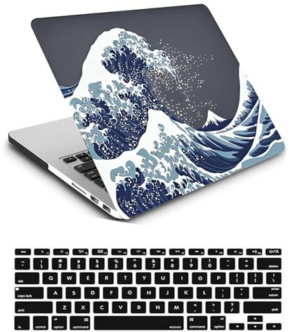 Custodia Compatibile con Nuovo Macbook Air 13 pollici 2020 2019 2018 con display Retina e Touch ID A1932 A2179 A2337 M1, Case Rigida Protettivo Plastica Copertina & Tastiera Cover, Onda blu
