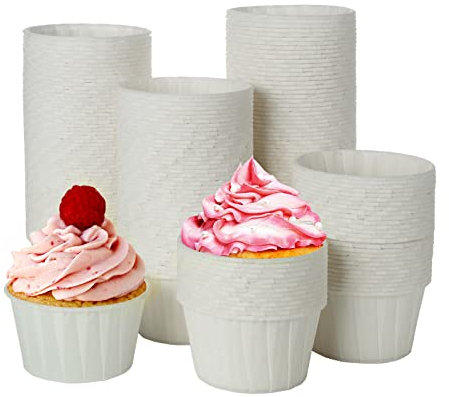 MUXHEL 200 Stück Mini Cupcake Förmchen, Muffinförmchen Papier, Muffinform Papier Muffinformen für Hochzeit Geburtstag Party Dessert Cookies - Weiß