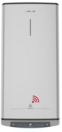 Ariston Velis Tech Dry Wifi (ex.Fleck Duo7) - Termo Eléctrico 80 Litros Multiposición, Calentador de Agua Eléctrico Plano, Wifi y ECO-EVO 108,7x27,5x51,1 Instalación en España Eficiencia B Rango(A+/F)