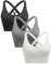ANGOOL Sport BH Damen ohne Bügel Push Up BH Starker Halt Sport Bustier Damen Gepolstert Crossback Seamless Yoga Joggen Gym Sports Bra, Schwarz+Grau+Weiß, L