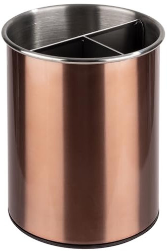 APS 11747 Range-couverts, pivotant, Ø 13 cm, hauteur 16,5 cm, dessous protégeant le meuble, monobloc amovible (3 compartiments), acier inoxydable, aspect cuivre