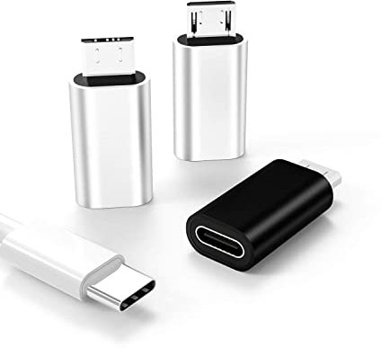 Micro USB Male to USB C Female Adapter (3 pack) Type C Charger Cable Converter Thunderbolt Port Cord Charging Android Connector Compatible for Samsung Galaxy S6 S7 A8 Edge Nexus Note 5 6 for LG