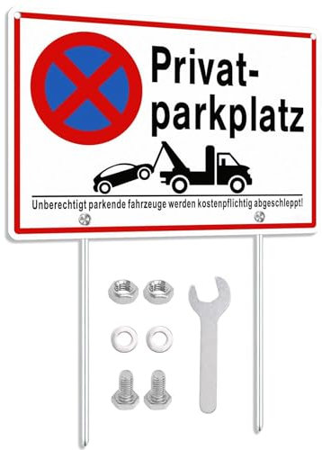 Privatparkplatz Schild,Schild Privat Parkplatz mit Pfosten Halterung,Alu 30 x 20 cm Fahrzeuge Werden Kostenpflichtig Abgeschleppt Parkplatz Schilder Privatgrundstück (30 cm Pfosten)