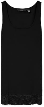 VERO MODA Damen Vmmaxi My Lace Long Tank JRS Noos, Black, Small