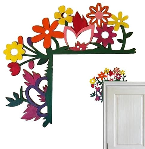 SUMKTO Hand bemalter Tür-Topper, Kolibri Türrahmen Eck Dekoration, Blumen-Tür-Sitter-Silhouette, Eck-Türrahmen-Dekor, kreativer Türrahmen-Topper, Türrahmen-Wand-Kunst-Dekor