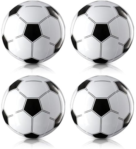 4 Stück Wasserball, Wasserball Aufblasbar, 26cm Aufblasbarer Ball, Wasserball Klein, PVC Fußball, Klein Fussball, Beachball, Schwimmen Pool Sport Spiel Party Supplies