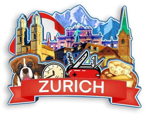 Quwsne Refrigerator Magnet Zurich Switzerland Fridge Magnet City Travel Souvenirs Tourist Gifts 3D Classic Landmarks Handmade Crafts Home Decoration -2030