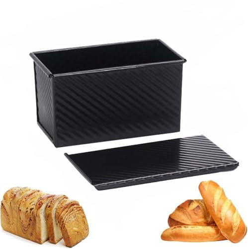 ACTIUSIS Teig Brotbackform mit Deckel, Toastbrot Backform, Brotbackformen, für Brot, Kuchen und Gebäck, Schwarz