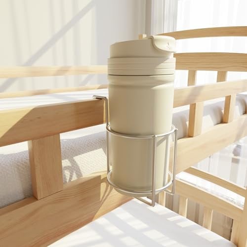 Cup Holder for Bed (Diameter: 3.3IN) Drink Holder Water Bottle/Glass Organizer for Wood Dorm Room Bunk Bed Crib, Metal Toddle Bed,Loft Bedside, Headbed, Car,Office Desk Partition