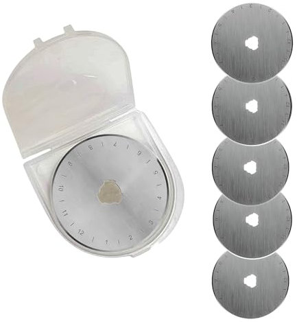 Yyyuluo 5Pcs 45mm Rotary Cutter Blades with Storage Case Round Cutter Replacement Fabric Cutting Blades Refill for Quilting Scrapbooking Sewing Paper Art Crafts, Style 2