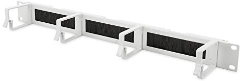 Koscom Connect Kabel-Rangierpanel für Netzwerkschrank I 1 HE Kabelführung für Serverschrank I Rangierfeld mit 4 Führungsbügel 44 x 60 mm I Server Rack Kabelmanagement (Grau, 19 Zoll + Bürste)