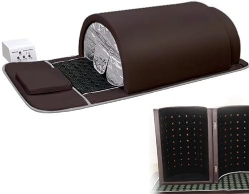 Infrarot Sauna Kuppel für Zuhause,Saunakapsel Trockensauna Professionel Detox Therapie Home Mobile Sauna Tragbare und Faltbar,3-Zonen-Controller,für heißes Schwitzen,Entspannung,Detox,Brown