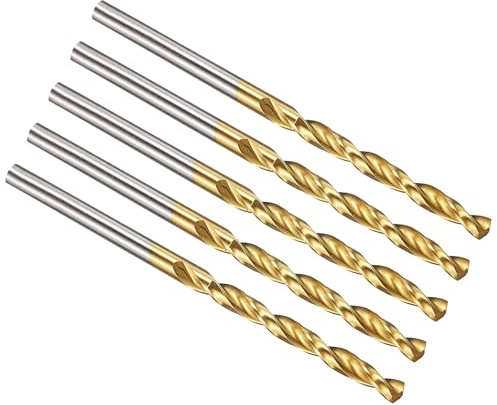 PATIKIL 3.2mm Foret Hélicoïdal, Mèche M42 8% Cobalt Acier Rapide, Tige Droite 135° Revêtement Nitrure de Titane (TiN) pour Métal Acier Inoxydable, Forets à Métaux à Haute Dureté, 5 PCS
