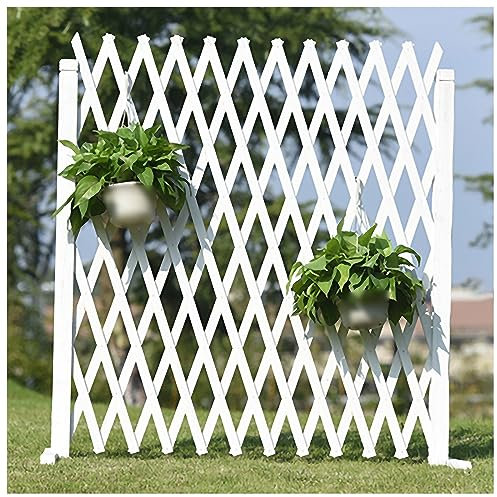 Weißer einziehbarer Gartenzaun mit Holzspalierplatten, Haustierbarriere für den Außenbereich und für Gartenzaun (120 x 160 cm)