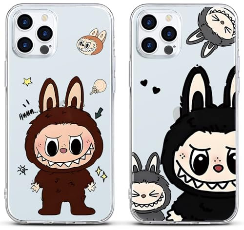 2 Stück Karikatur Lustig Handyhülle für iPhone 14 iPhone 13 Hülle 6.1, Weich TPU Schutzhülle mit Cartoon Anime Charakter Niedlich Muster Stoßfest Bumper Handyhülle Case, Aesthetic Design