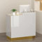 HOLGVE Empfangstheke mit Tresen, Empfangstresen, Stehtisch mit abschließbaren Schubladen, platzsparender Kassentisch for den Einzelhandel(White+Gold-L,90cm/35.4)