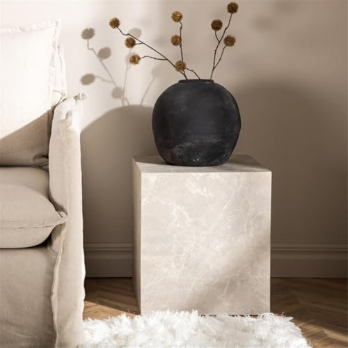 York Sofa Tisch - Marmor Look Couchtisch Beistelltisch Nachttisch 40x40x45 cm (L x B x H) beige