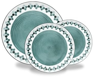 Wintem Lot de 18 assiettes modernes en porcelaine avec décoration Kalos, service élégant pour 6 personnes