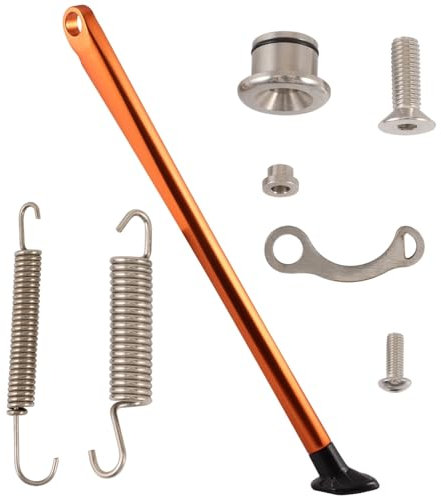 Ein Excw Te Tx Fe Motorradständer, CNC-Aluminiumlegierung, Seitenständer, robuste Schmutzunterstützung mit orangefarbener eloxierter Oberfläche, inklusive Montagezubehör