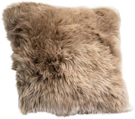 Simply Sheepskin Cushion - Genuine New Zealand Sheepskin Wool Pillow - Cushion Insert Included - Durable Sofa Cushion for Sofa, Chair & Couch - 45x45 cm, Light Brown