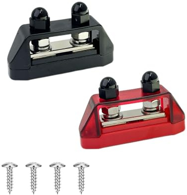 SEYUGOPTI Bornier Batterie 12-48V pour Voiture Bateau Camping-Car | Bus Bar Cuivre Haute Conductivité, Bornes Positif & Négatif, Isolation RenforcéE, Fixation Stable, Montage Sans Outil, 5/16