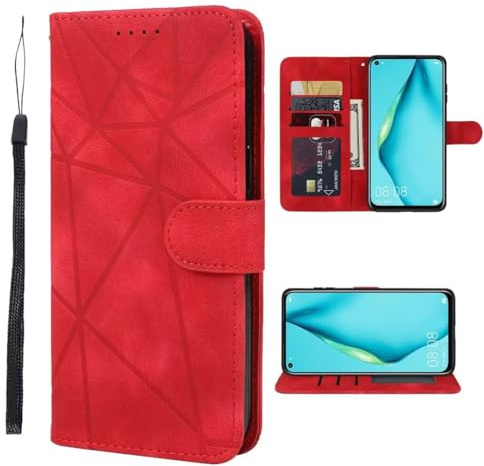 TUUNKMUY Handyhülle für iPhone Air Hülle Case, Premium PU Lederhülle Flip Kartenfach, RFID Schutz Handytasche Weiche Tasche Case Schutzhülle Klapphülle für iPhone Air,Rot