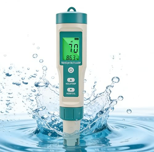 Cheffery 8 in 1 PH Messgerät Wasser, pH Wert Messgerät, misst pH ORP Salzgehalt TDS EC Temperatur, Digitaler Wasserqualität Tester für Pool, Aquarium, Hydroponik und Trinkwasser