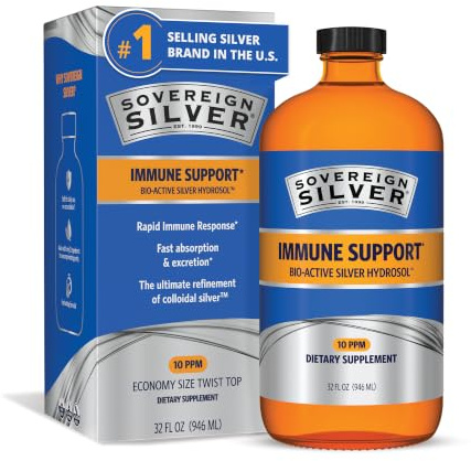 Sovereign Silver - Ion Water – 99.99% Pure – Only 2 Ingredients – No Added Silver Compounds - Easily Absorbed & Utilised in the Body - Concentrated 10ppm - 946ml Bottle