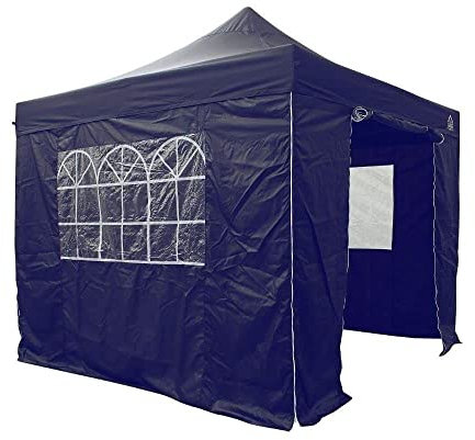 All Seasons Gazebos | 3x3m Pop Up Gazebo mit 4 Seitenwänden, Zubehörpaket & Rolltasche | Schwerlast, vollständig wasserdicht, hochwertige Materialien (Marineblau)