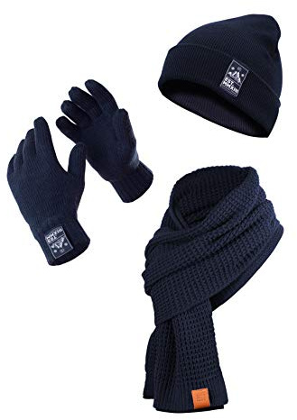 Winter Kombi Set - Schal, Mütze & Handschuhe, 3teiliges Kombiset aus Strickschal, Beanie und Winterhandschuhe, 3 in 1 (Manufaktur13/M13)