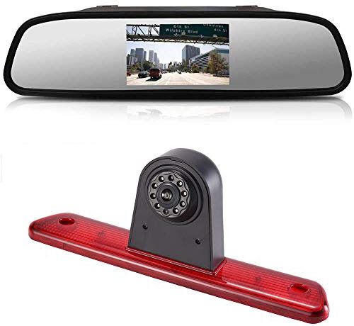 Auto Dach Bremslicht Rückfahrkamera Farbkamera Einparkkamera Rückfahrsystem+4.3 inch LCD Rückspiegel für Peugeot Expert 2007-2016/Fiat Scudo 2007-2016/Citroen Jumpy 2007-2016