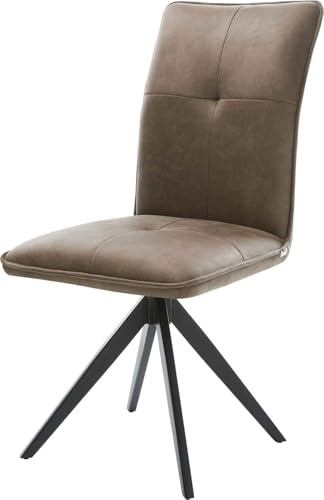 DELIFE Polsterstuhl Maddy-Flex Kreuzgestell kantig Schwarz Mikrofaser Taupe Vintage