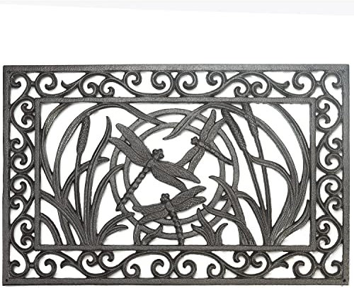 Sungmor Heavy Duty Cast Iron Doormat - Beautiful Patterning Design & 59CM/23.2IN. Large Rectangle Front Door Mat - Non-Slip Outside Mat Shoe Scraper - Decorative Entrance Mats for Garden