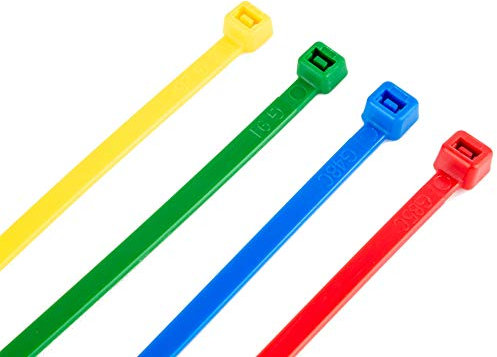 100 Kabelbinder alle Größen in schwarz weiss bunt Industriequalität (200x4,8, Bunt (je25xRot,Blau,Gelb,Grün))