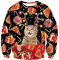 AIDEAONE Herren Damen Weihnachten Cool 3D Jumper Katze Langarm T-Shirt Schwarz