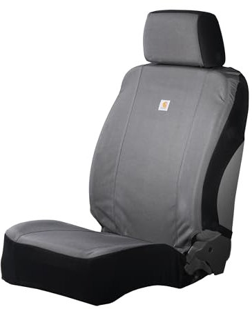 Carhartt Universal Nylon Duck Canvas Fitted Bucket Seat Covers, Durable Seat Protection with Rain Defender, One Size, Gravel