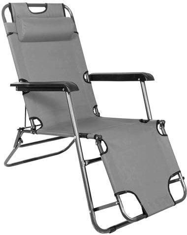 SPRINGOS Mittelgroße Sonnenliege Kopfstütze Armlehnen 60 x 120 x 80 cm