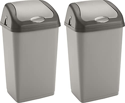 Sterling Ventures 2x 60 Litres Premium Plastic Swing Bin for Home and Kitchen Rubbish Waste (Talpa)